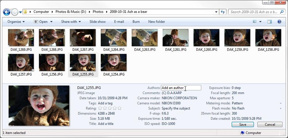 Windows Explorer shows all the EXIF information embedded in your digital photos, if you know where to look