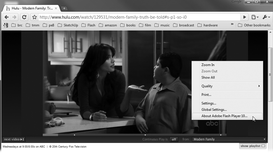 Sites like Hulu and YouTube have made great use of Flash’s video abilities. You can check any site to see whether it’s using Flash behind the scenes. Just right-click (or Control-click) an image that you think might be Flash. If it says “About Flash Player” at the bottom of the pop-up menu, you guessed right.