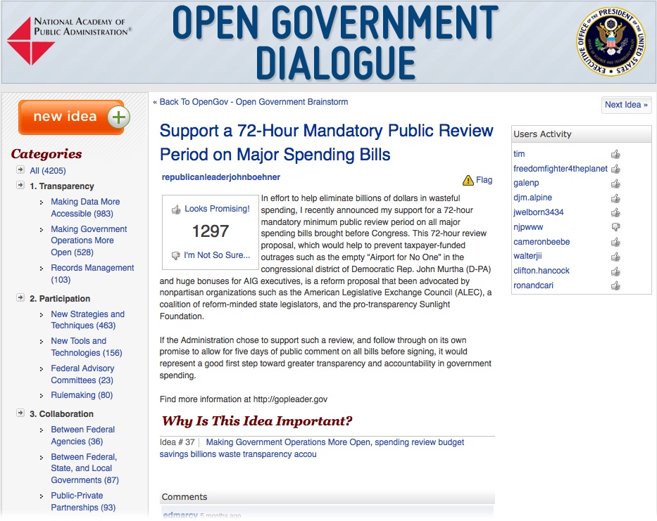 The White House Open Government Dialogue
