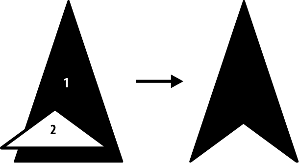 Arrow shape composed from two triangles