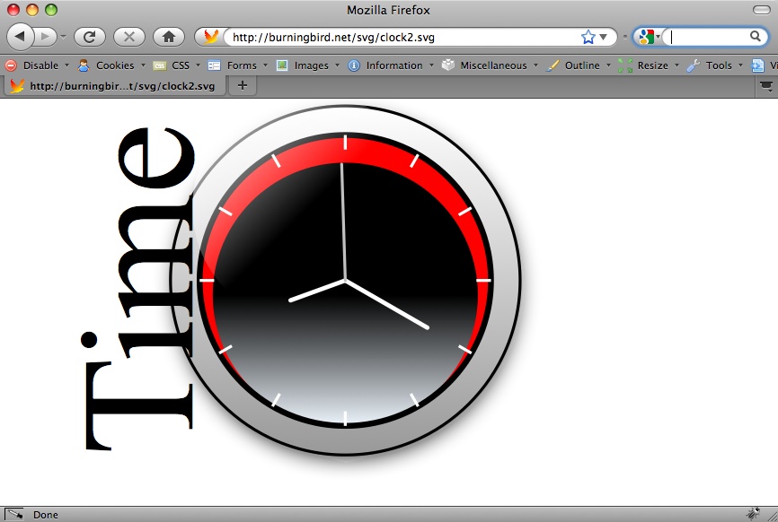 Basic clock, decorated with eye candy and text