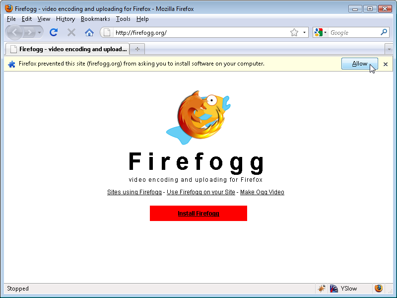 Allow Firefogg to install