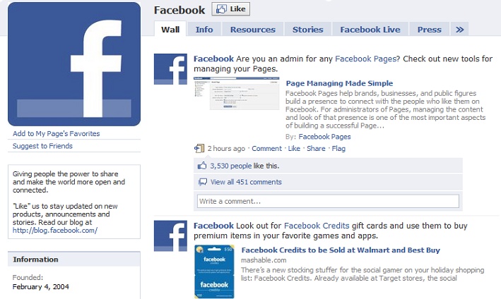 Even Facebook itself has a Facebook Page.