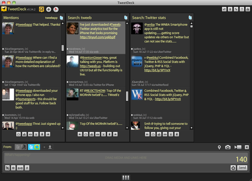 TweetDeck’s columns, which allow you to see much more information at once