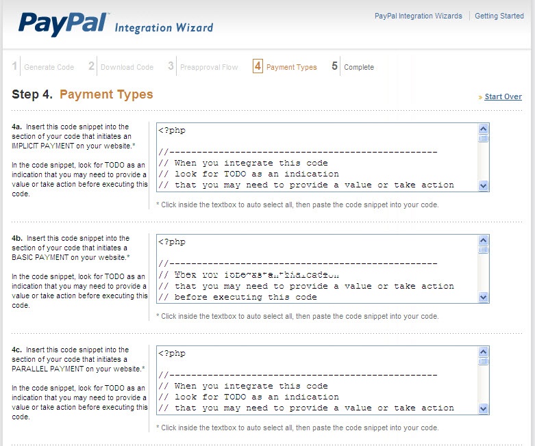 Adaptive Payments Integration Wizard step 4