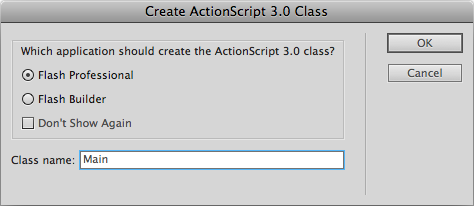 Creating a new class in Flash CS5 Professional