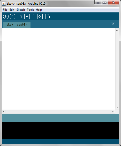 Arduino IDE main window (version 0019 in Windows 7)