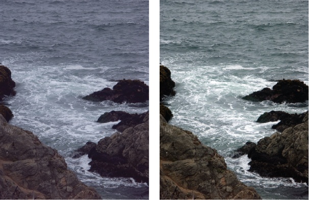 A quick click of the Auto button for Levels can make a dramatic difference.Left: The original photo isnât bad, and you may not realize that the colors could be better.Right: This image shows how much more effective your photo is once Auto Levels has balanced the colors.