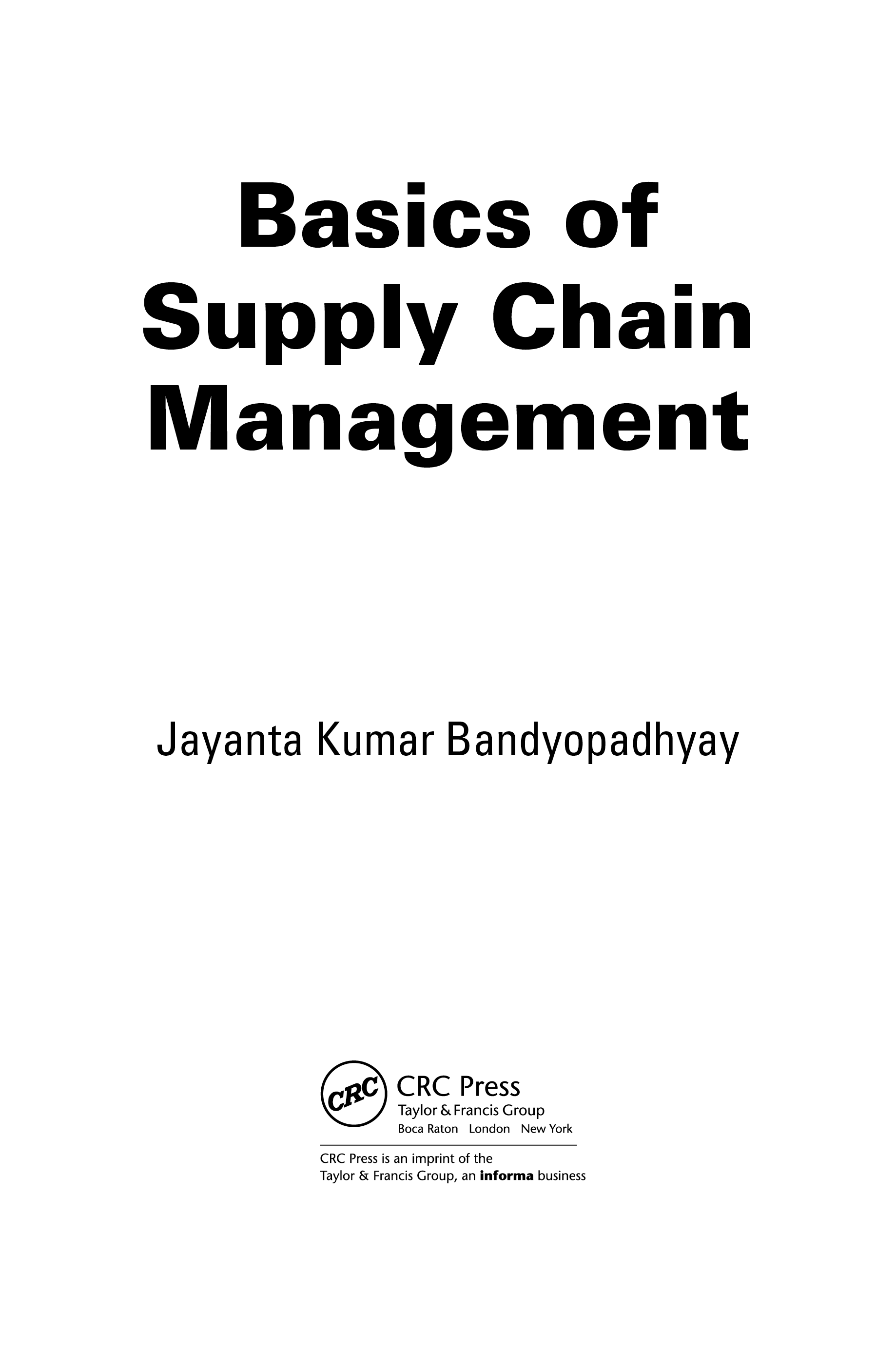 Cover for Basics of Supply Chain Management