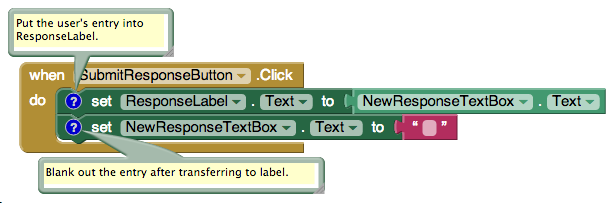 Setting the response to the user’s entry