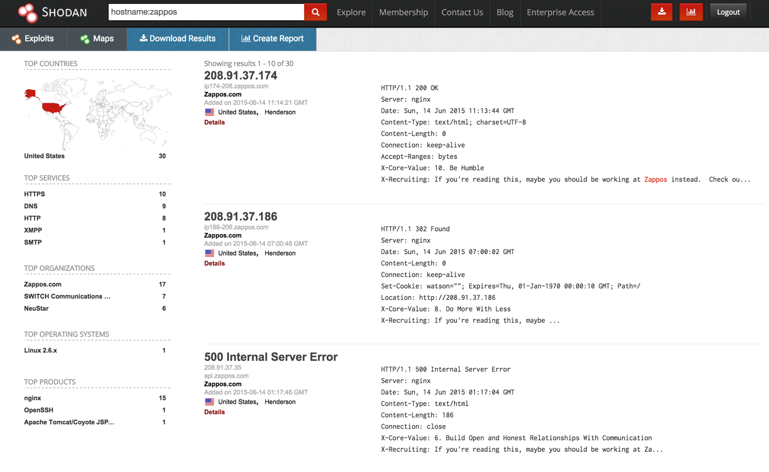 Enumerating Internet-exposed services with Shodan