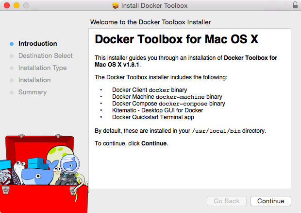 Snapshot of the Docker Toolbox on OSX.