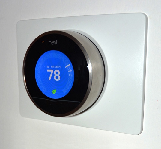 The Nest Thermostatâs leaf icon helps users make more sustainable choices