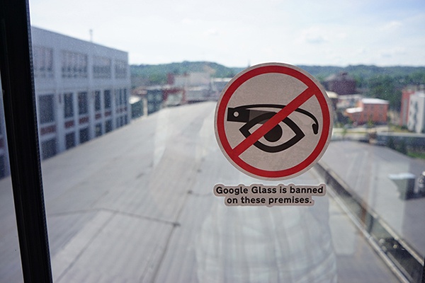 Anti-Google Glass sticker from stopthecyborgs.org