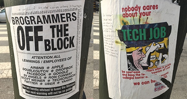 Anti-tech-workers posters in the Mission District, San Francisco