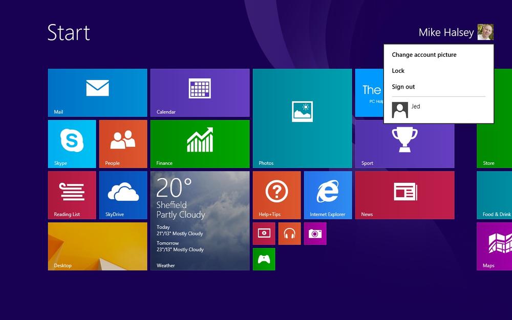 The User Menu in Windows 8.1