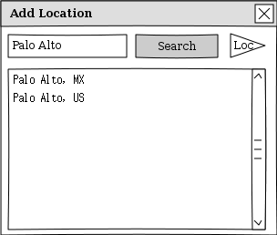 Mockup of  add location form
