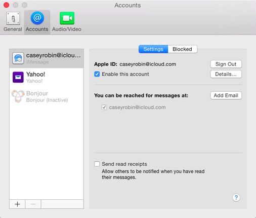 The first time you open Messages, you’re supposed to enter your Apple ID (your iCloud, .mac, or .me address) and password. That way, you can join in the thrill of iMessaging.You can also set up your account for other popular chat networks.