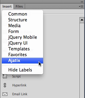 After you download and install Menu Light, you see Ajatix listed as one of the Insert panel’s categories. Click it and you’ll see Advanced CSS Drop Down Menu Light, ready for your projects.