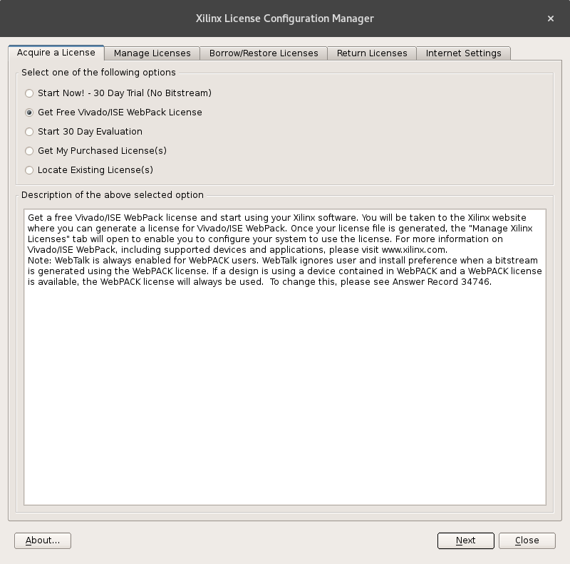 Xilinx License Configuration Manager