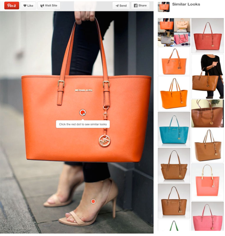 The Similar Looks feature of the Pinterest application (image source: Pinterest blog)