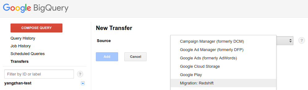 You can initiate a data transfer from the web UI as well.