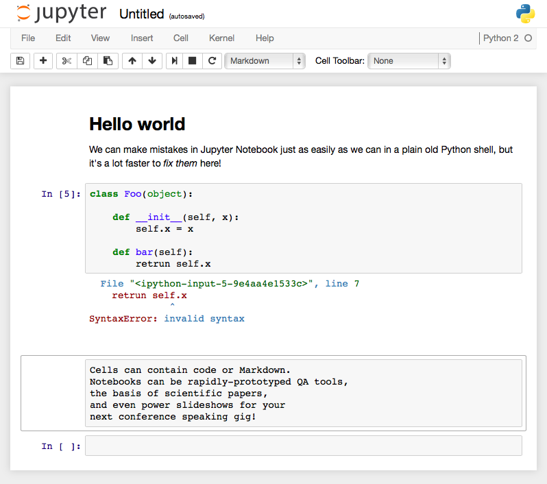 Screenshot of a Jupyter Notebook example