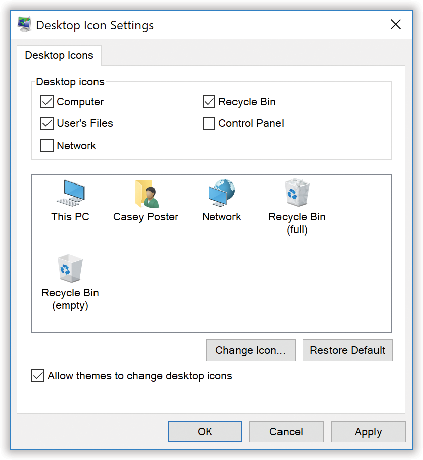 Microsoft has been cleaning up the Windows desktop in recent years, and that includes sweeping away some useful icons, like This PC, Control Panel, Network, and your personal folder. But you can put them back, just by turning on these checkboxes.