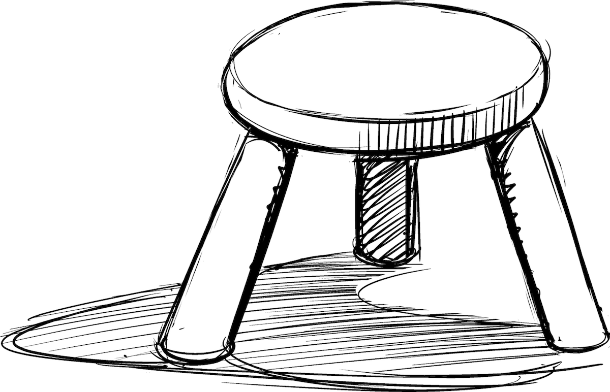 A three-legged stool does not wobble