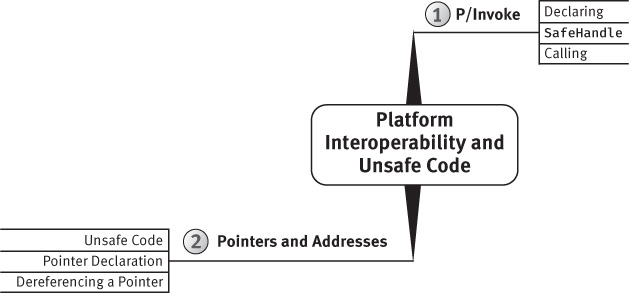 A figure shows the "Platform Interoperability and Unsafe Code" mind-map.