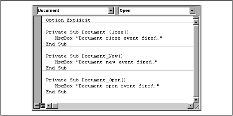 Illustrating the document events