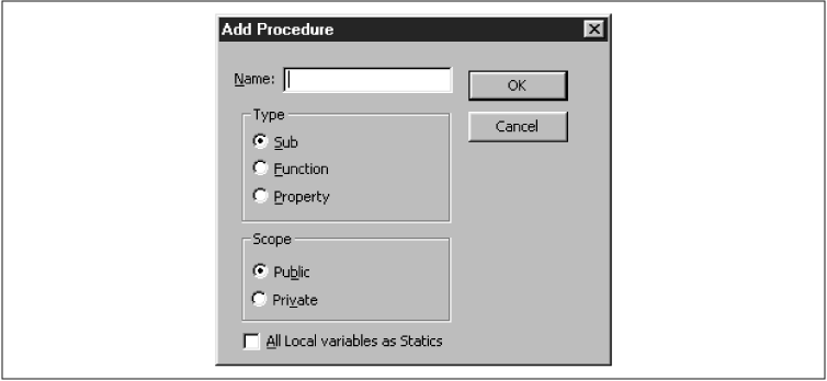The Add Procedure dialog box