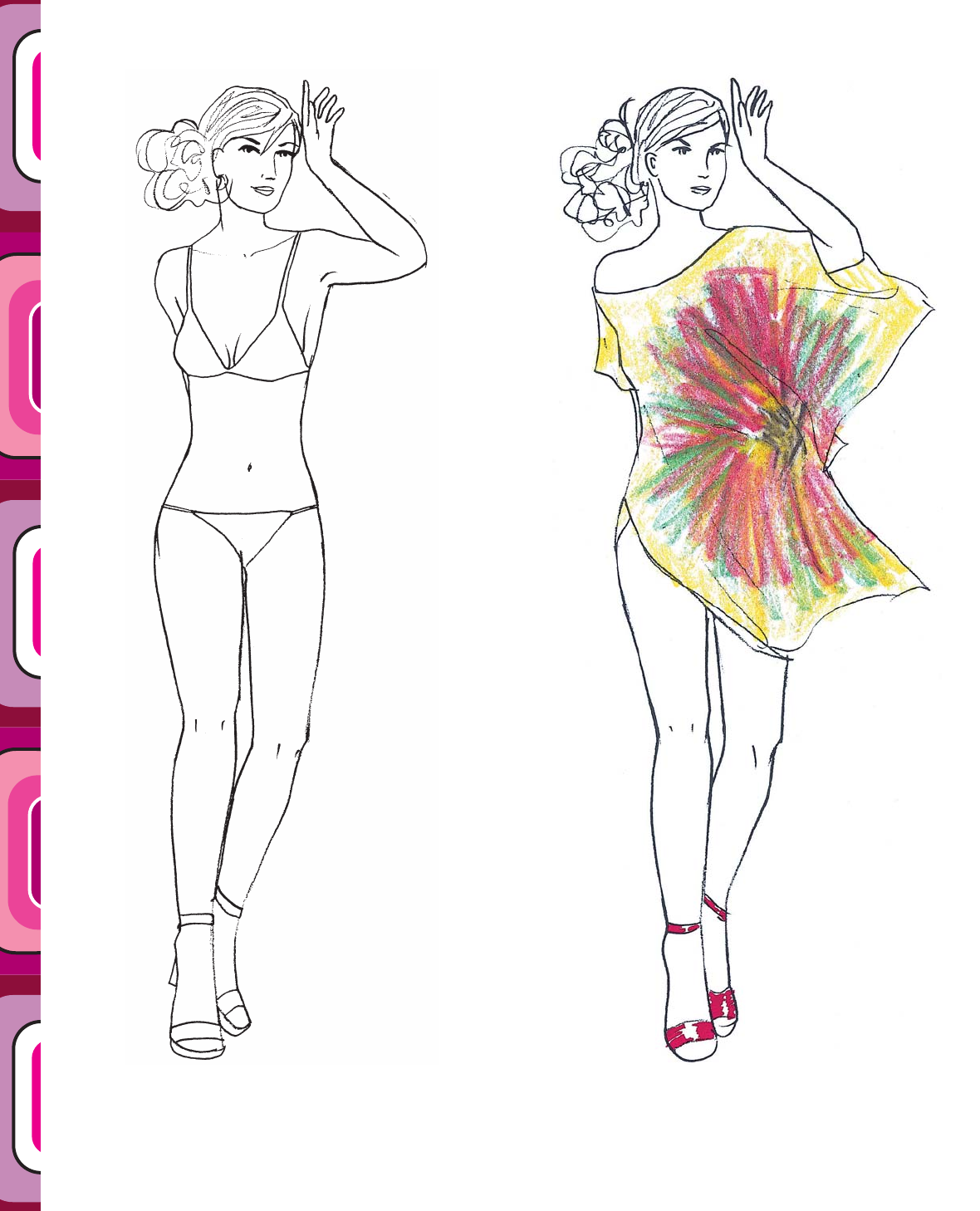 Fashion Sketchbook Figure Drawing Poses for Designers : Fashion sketch  templates with 1930 pink dress vintage style illustration (Paperback) -  Walmart.com