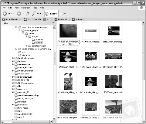Re-creating a file structure for stored images