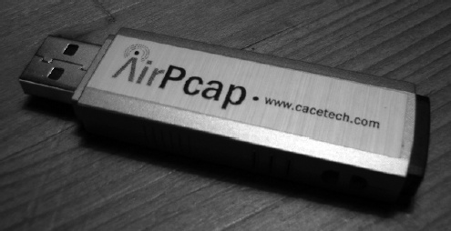 The AirPcap device is very compact, making it easy to tote along with a laptop