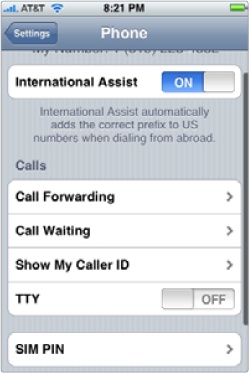 This screen lets you modify your calling options.