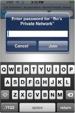 Before accessing a private Wi-Fi network, you must type a password.
