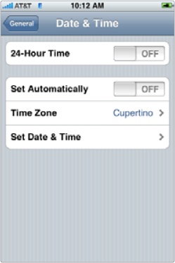 The Date & Time screen lets you set the correct time on your iPhone.