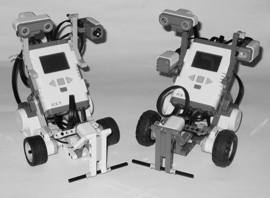 TriBots built from the NXT 2.0 retail kit and the education set