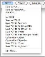 You can create a PDF document with the Print dialog’s PDF pop-up menu.
