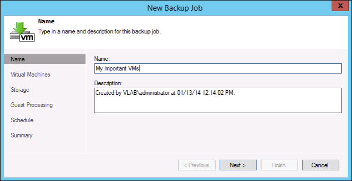 Configuring a backup job
