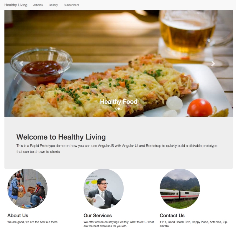 Prototyping the Healthy Living website
