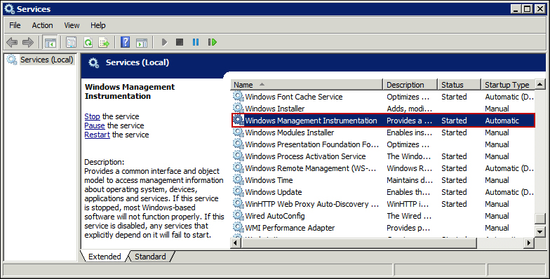 Enabling a WMI service on Windows