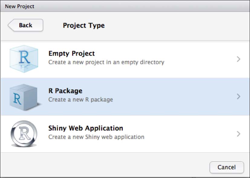 Creating a new package project with RStudio