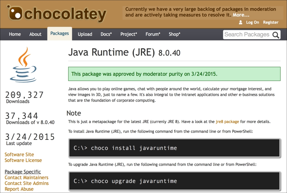 Using Chocolatey to update a software