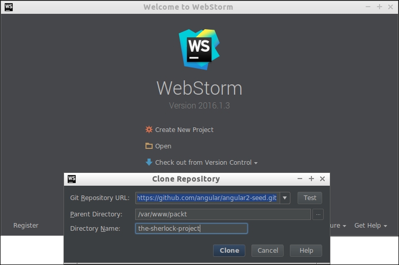 Setting up an Angular project in WebStorm