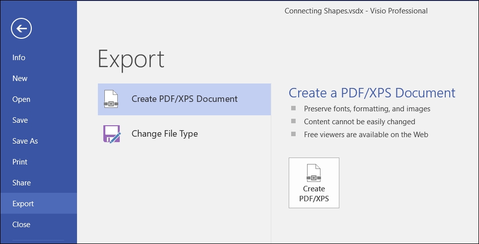 Exporting a Visio document