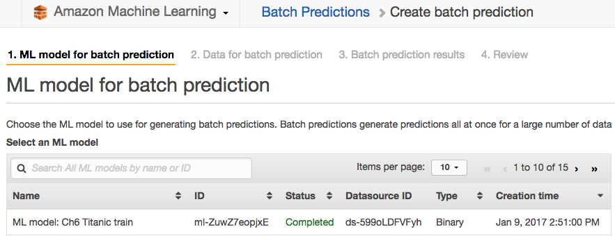 Creating the batch prediction job - Effective Amazon Machine Learning ...