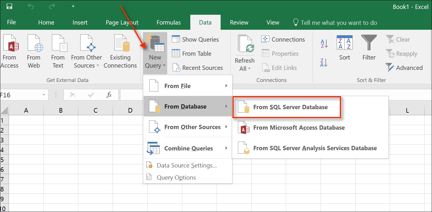 Connecting Excel to a SQL Server Table