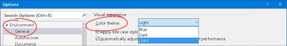 Extension – changing the color theme in Visual Studio